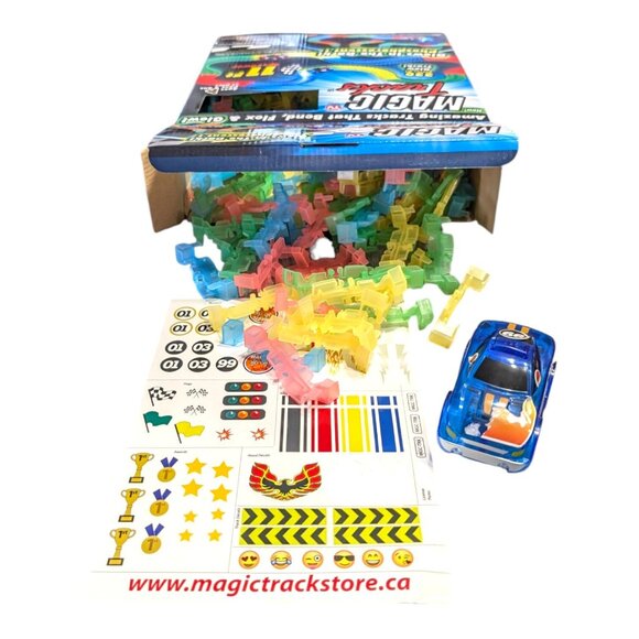 Magic Tracks 220pc LED Race Car Track 11ft Speedway - Light Up Glow - Picture 1 of 5